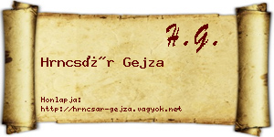 Hrncsár Gejza névjegykártya